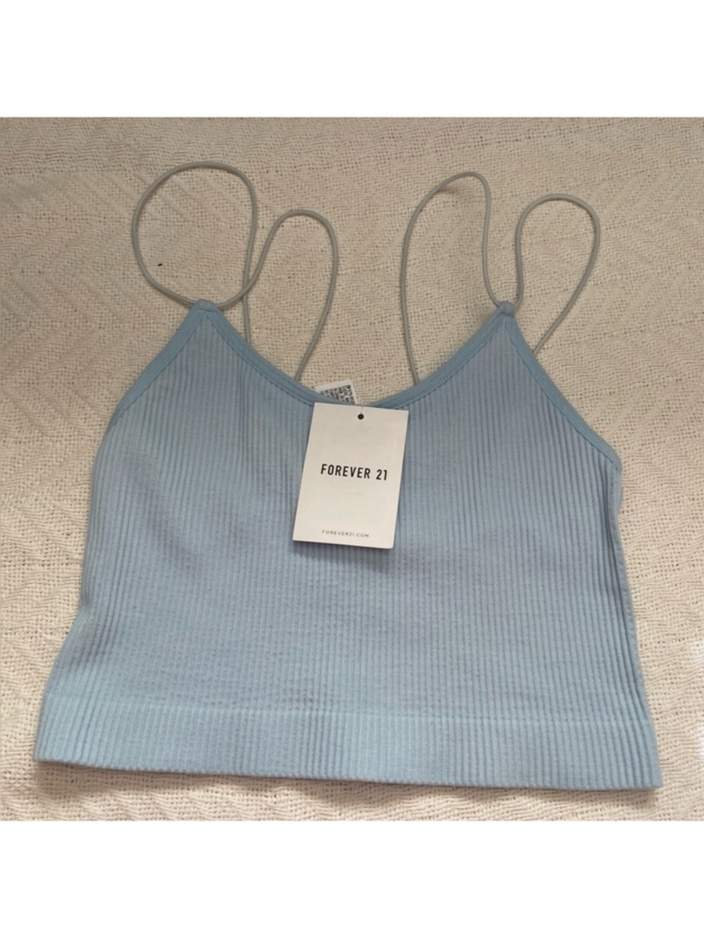 Forever 21 Light Blue Ribbed Crop Top